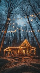 Wall Mural - Starry Night, Christmas lights