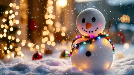 Sticker - Glowing Snowman, Christmas lights