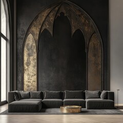 Wall Mural - a living room with a couch and a coffee table