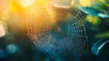 Poster - Captivating Spider Web in Gentle Morning Light