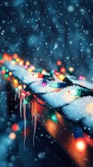 Canvas Print - Sparkling Rooftop, Christmas lights