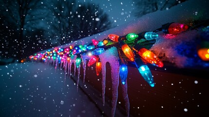 Canvas Print - Sparkling Rooftop, Christmas lights