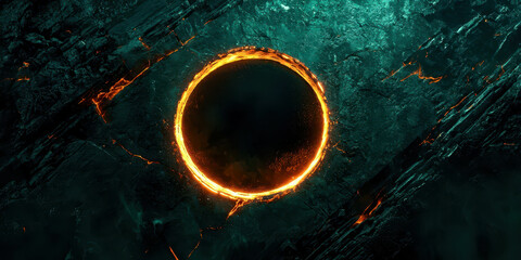 Wall Mural - A dark blue background with a large hole in the middle