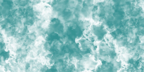 Poster - Abstract mint blue sky watercolor background. Cloudy mint sky with light blue watercolor clouds and smoke. Grungy, elegant vintage grunge background texture.