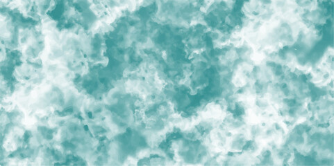 Poster - Abstract mint blue sky watercolor background. Cloudy mint sky with light blue watercolor clouds and smoke. Grungy, elegant vintage grunge background texture.