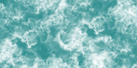 Poster - Abstract mint blue sky watercolor background. Cloudy mint sky with light blue watercolor clouds and smoke. Grungy, elegant vintage grunge background texture.