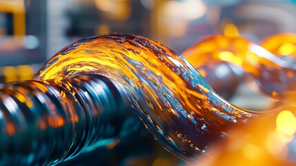 Aufkleber - Flowing Liquid with Vibrant Orange and Blue Colors