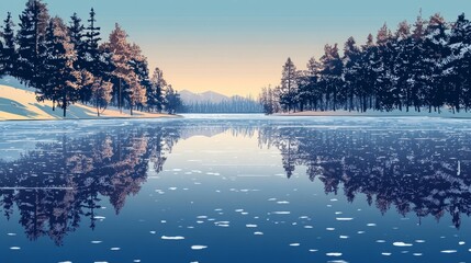 Wall Mural - Frozen Mirror, Frozen lakes