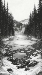 Wall Mural - Icy Wilderness, Frozen lakes