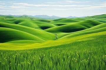 Wall Mural - Foliage landscape grass green.