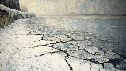 Wall Mural - Cracked Silence, Frozen lakes