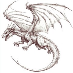 Wall Mural - a drawing of a dragon flying through the air