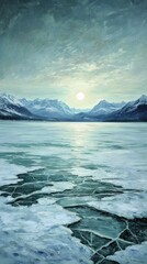 Wall Mural - Silent Horizon, Frozen lakes