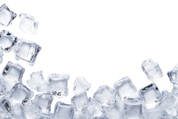 Wall Mural - Pile of mini ice cubes backgrounds snow white background.