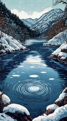 Canvas Print - Icy Serenity, Frozen lakes