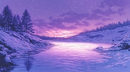 Wall Mural - Twilight Freeze, Frozen lakes