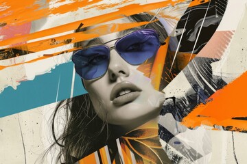 Modern artistic collage with a girl, showcasing vibrant and creative design.