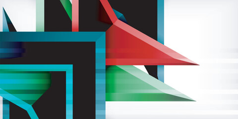 Poster - Abstract background color triangles and arrows composition. Vector Illustration For Wallpaper, Banner, Background, Card, Book Illustration, landing page