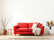 © Mohamed - minimalist living room with red sofa and plants indoor