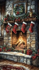 Canvas Print - Evening Glow, Cozy fireplaces