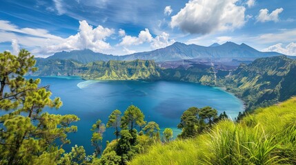 Canvas Print - Volcanic Lake with Mountain Views