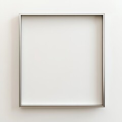 Minimalistic square metal frame on plain white wall in art gallery, modern design concept