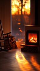 Sticker - Quiet Evening, Cozy fireplaces