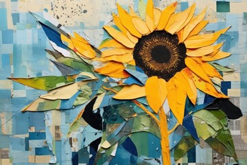 Canvas Print - Sunflower art painting collage.