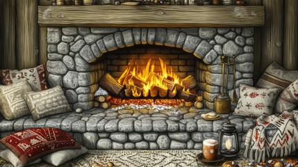 Sticker - Hearthside Gatherings, Cozy fireplaces