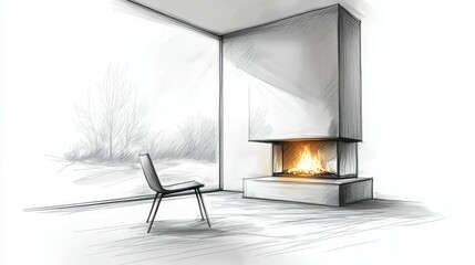 Sticker - Fireside Reflection, Cozy fireplaces