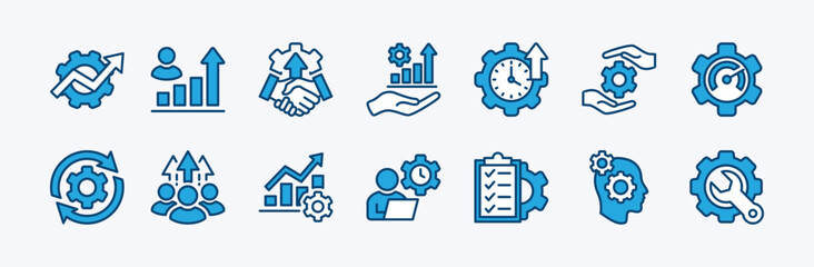 Wall Mural - set of settings and setup icon vector. containing optimization, improvement, increasing cooperation 
