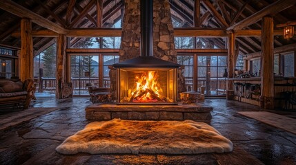 Wall Mural - Rustic Glow, Cozy fireplaces