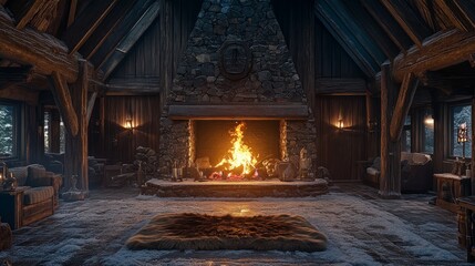 Wall Mural - Rustic Glow, Cozy fireplaces