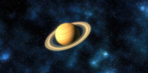 Wall Mural - saturn in space, with a background of stars.