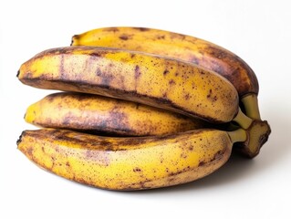 A cluster of fresh ripe and vibrant yellow bananas displayed against a clean white background  This image showcases the natural beauty and healthy appeal of this popular tropical fruit