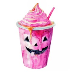 Wall Mural - Halloween drink illustration watercolor halloween.