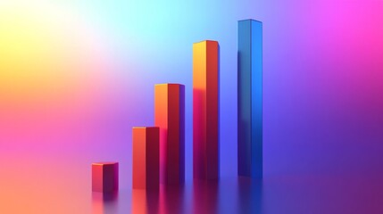 Leinwandbilder - Colorful 3D Bar Graph on Abstract Background