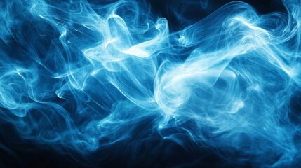 Poster - ethereal blue smoke on dark background