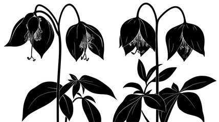 Wall Mural - Close-up of bleeding heart flower showing inner structures, vector illustration art