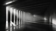 © MAJGraphics - Abstract architecture: A long hallway with concrete pillars and light streaming through the gaps, creating a dramatic contrast.