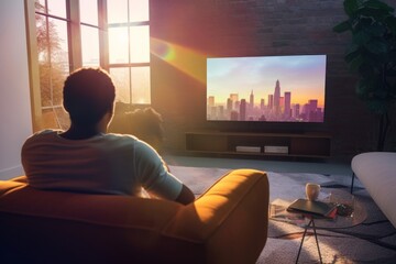 Canvas Print - Television furniture watching sitting.