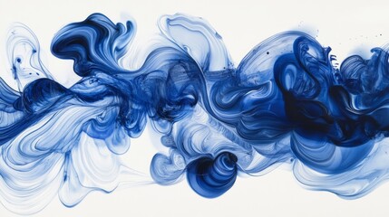 Poster - Abstract Blue Ink Flow on White Background