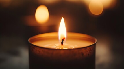 Aufkleber - Warm Glow of a Candle in Soft Light
