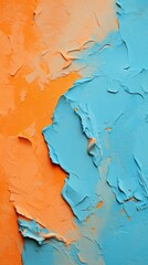 Wall Mural - Orange and light blue rough paint wall.