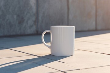 Poster - Mug packaging  shadow coffee drink.