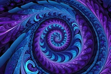 Sticker - Abstract digital fractal pattern in bright blues and purples, creating a swirling, hypnotic effect.