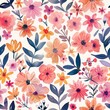 © Alex - Watercolor Cute Flowers Pattern for Design and Decoration Generative AI
