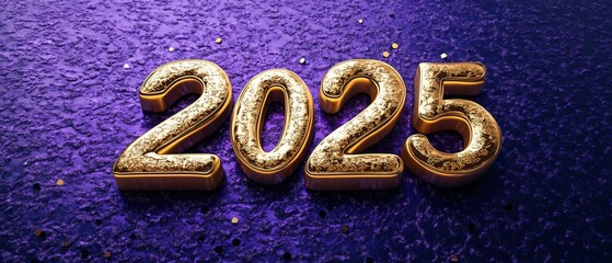 2025 New Year on violet background.	
