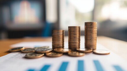 Aufkleber - Financial Growth with Stack of Coins and Graphs