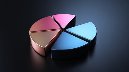 Leinwandbilder - Colorful Pie Chart Segments on Dark Background